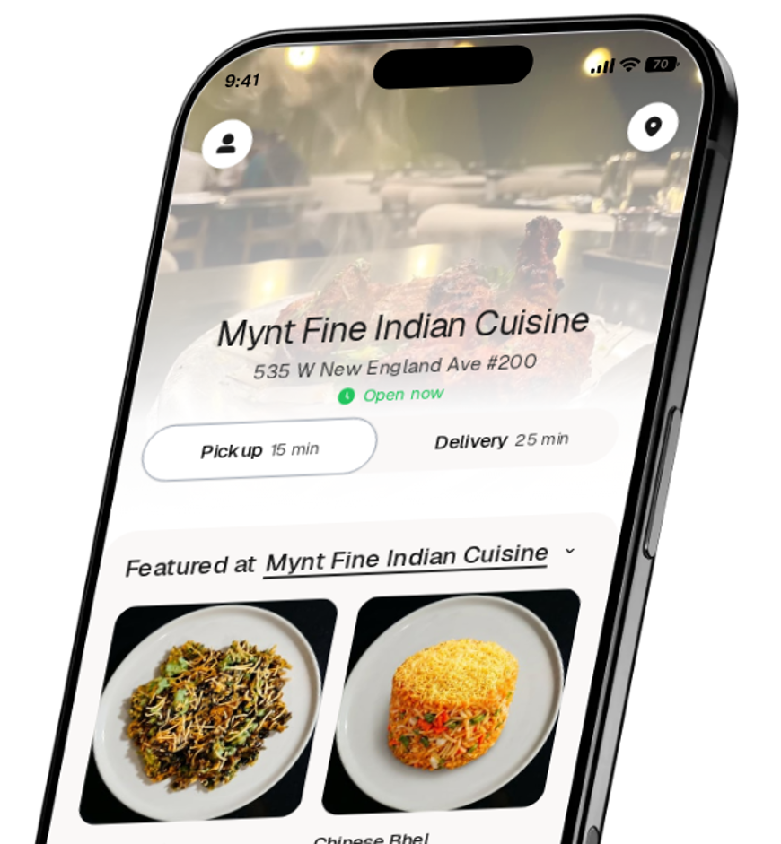Mynt Fine Indian Cuisine app preview